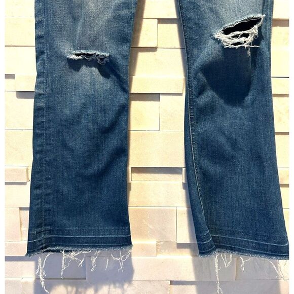 J CREW Billie Demi Bootcut Jeans Denim Pants Raw Hem Medium Wash in sz 25 - Picture 3 of 4